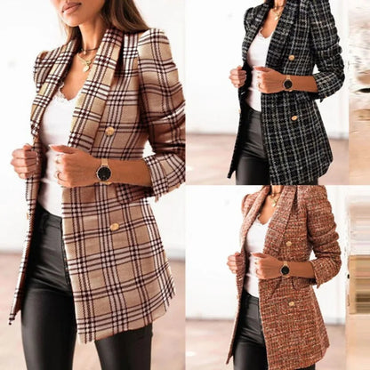 Emma | Stilvoller doppelreihiger Tweed-Blazer für Damen mit doppelter Knopfleiste